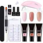 Kit de manucure gel d�butant avec lampe uv, gel de construction, formes d'extensions et lime � ongles ...