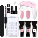 Kit de manucure gel pour d�butants avec lampe uv, formes � ongles et gel de construction - starter kit ...