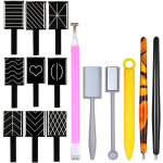 Kit de nail art magn�tique 15 pi�ces, vernis � ongles gel 3d effet ?il de chat, outils magn�tiques portables, ...