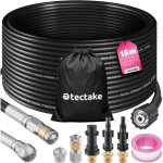Tectake ? d�boucheur de canalisation 15 m avec 2 buses en acier inoxydable ? 3 adaptateurs pour nettoyeurs ...
