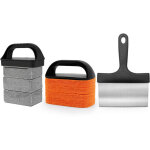 Kit de nettoyage pour plancha et grill ? pierre de nettoyage, racloir et brosse, outils pour enlever ...