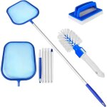 Kit de nettoyage de spa, avec perche t�lescopique en aluminium � sections, brosse � tampon et brosse ...