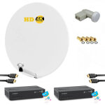 Hdme - kit parabole satellite hd 4k fibre blanche 85cm + lnb twin + 2x récepteurs tv fransat avec carte ... Hdme - kit parabole satellite hd 4k fibre blanche 85cm + lnb twin + 2x récepteurs tv fransat avec carte ...