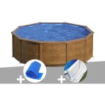Gre - kit piscine acier aspect bois gré sicilia ronde 4, 80 x 1, 22 m + bâche à bulles + tapis de sol ... Gre - kit piscine acier aspect bois gré sicilia ronde 4, 80 x 1, 22 m + bâche à bulles + tapis de sol ...