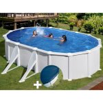 Gre - kit piscine acier blanc gr atlantis ovale 5, 27 x 3, 27 x 1, 32 m + bche hiver