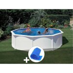 Gre - kit piscine acier blanc gr fidji ronde 4, 80 x 1, 22 m + bche  bulles