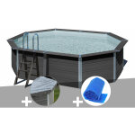 Gre - kit piscine composite gr� avant - garde ovale 5, 24 x 3, 86 x 1, 24 m + b�che hiver + b�che � bulles ...