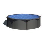 Gre - piscine ronde acier �3, 70m x h: 1, 22m - gris anthracite - filtration � sable