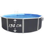 Kit piscine hors - sol acier toi anthracite magnum compact ronde �350x132cm filtre � sable