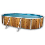 Toi - kit piscine hors - sol acier veta ovale 6. 40 x 3. 66 x 1. 20m dcor bois