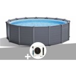 Kit piscine tubulaire intex graphite ronde 4, 78 x 1, 24 m + pompe  chaleur