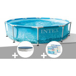 Intex - kit piscine tubulaire metal frame ocean ronde 3, 05 x 0, 76 m + bche de protection + 6 cartouches ...