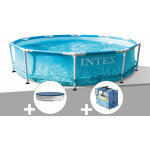 Intex - kit piscine tubulaire metal frame ocean ronde 3, 05 x 0, 76 m + bche de protection + bche  ...
