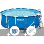 Intex - kit piscine tubulaire metal frame ronde 4, 57 x 1, 22 m + 6 cartouches de filtration + kit d'entretien ...