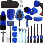 Kit professionnel de nettoyage d�tail 25 pi�ces brosses roues int�rieur & ext�rieur - outils vitres & ...