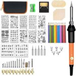Kit de pyrogravure 60 w avec contrle de temprature, stylo pyrogravure, outils de gravure, pointes de ...