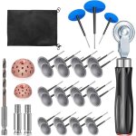 Kit de r�paration de pneus 29 pi�ces avec 24 m�ches champignon (34 / 40 / 50 mm), rouleau, roue de pon�age, ...