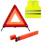 Kit s�curit� voiture 2 en 1 - triangle de signalisation pliable et gilet de s�curit� r�fl�chissant - ...
