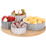 Kit de service de collation, plateau rond et 4 tasses