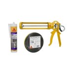 Kit sika pose fen�tre mousse polyur�thanne - mastic silicone 300ml - pistolet manuel pour cartouche