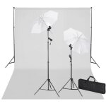 Kit de studio avec toile de fond blanche 600x300 cm et lumières Kit de studio avec toile de fond blanche 600x300 cm et lumières