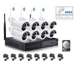 Kit de surveillance vido sans fil full wifi hd ip 8 camras nvr lan remote 3g hd 500