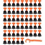 Kit de syst�me de nivellement de carrelage r�utilisable 100 pcs. niveleur de tuile en t et 1 pi�ce. cl� ...