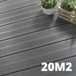 Kit terrasse composite atlanta 20m� - 61 lames de terrasse (220 x 14. 5 x 2. 25 cm) - platinium - garantie ...