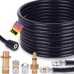 Kit de tuyau de nettoyage de canalisations 20 m, 200 bar avec adaptateur m22, buses rigides + rotatives ...