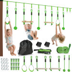 Kit de tyrolienne pour enfants 7 pi�ces pour jardin, kit de slackline de 10 m avec barres de singe en ...
