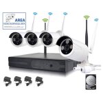 Kit de vidosurveillance ip full hd sans fil 4 camras 2 mpx wifi remote hd 320 gb