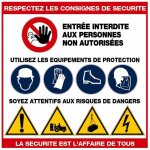 Kke - panneau de consignes de s�curit� - 'respectez les consignes de s�c' - forme carr�e