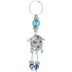 Porte - clés ?il bleu turquoise - tortue en alliage vieilli Électroporté avec perles bleues et strass ... Porte - clés ?il bleu turquoise - tortue en alliage vieilli Électroporté avec perles bleues et strass ...