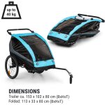 Klarfit - kiddy king remorque de vlo pour enfants jogger - buggy 2 places 40 kg