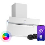 Klarstein bigbite hotte aspirante 60 cm - hotte d�corative inclin�e, 417 m� / h, a + + + , led, 3 vitesses ...