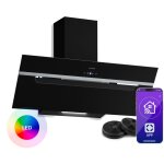 Klarstein bigbite hotte aspirante 90 cm - hotte d�corative inclin�e, 417 m� / h, a + + + , led, 3 vitesses ...