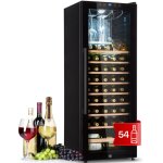 Klarstein - cave � vin 54 bouteilles, cave de service avec �tag�res en bois amovibles, porte en verre, ...