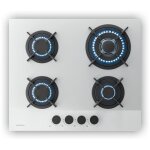 Klarstein - velaire plaque de cuisson gaz 60cm - 4 brleurs 8000w, verre, allumage lectrique, scurit ...