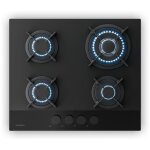 Klarstein velaire plaque de cuisson gaz 60cm - 4 brleurs 8000w, verre, allumage lectrique, scurit ...