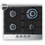Klarstein - verosteel plaque de cuisson gaz 60cm - 4 brleurs, 8000w, verre & inox, allumage lectrique, ...