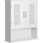 Armoire murale meuble salle de bain - kleankin - tagre rglable, double porte et tagre ouverte - ...