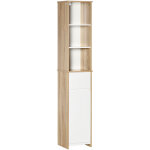 Kleankin meuble colonne rangement salle de bain style cosy 3 niches tiroir placard avec �tag�re blanc ...