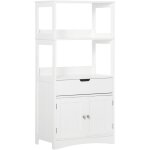 Kleankin - meuble de rangement salle de bain - 2 portes, tiroir, 3 tagres - dim. 60l x 33l x 122h cm ...