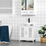 Kleankin meuble sous lavabo salle de bain - meuble sous - vasque - 2 portes rainur�es avec �tag�re r�glable ...