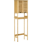 Kleankin - meuble wc meuble dessus toilettes style cosy dim. 60l x 23l x 173h cm portes � lattes �tag�re ...