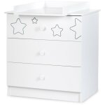 Klups - tino commode enfant 3 tiroirs motifs toiles + plan  langer amovible blanc