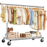 Klyvvo portant a vetement solide � roulettes, capacit� de charge 150 kg, penderie extensible pour charge ...