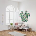 Komar - sticker mural minnie mouse vert et rose - disney