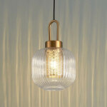 Kosilum ? suspension lanterne en verre transparent et laiton ? design boh�me chic ? culot e27 ? accents ...