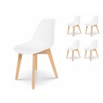 Lot de 4 chaises style scandinave modèle gabby - coque en résine blanche et pieds en bois naturel Lot de 4 chaises style scandinave modèle gabby - coque en résine blanche et pieds en bois naturel